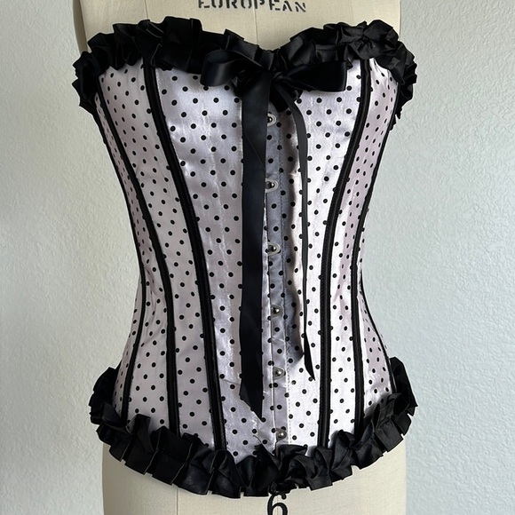 Tops - Polka dot pink and black corset size medium